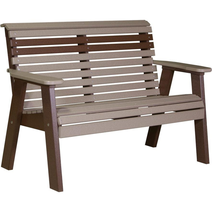 LC4PPBWWCBR-LuxCraft-Plain Bench - 4'-Weatherwood Chestnut Brown-Pangaea Patio