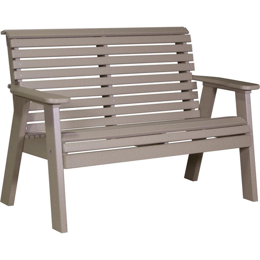 LC4PPBWW-LuxCraft-Plain Bench - 4'-Weatherwood-Pangaea Patio