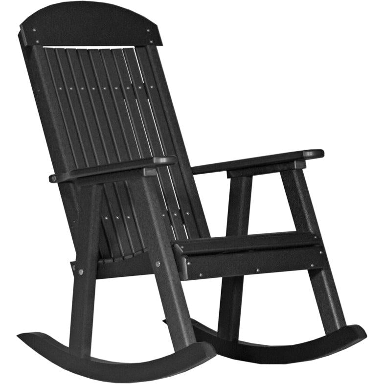 LCPPRBK-LuxCraft-Porch Rocker-Black-Pangaea Patio