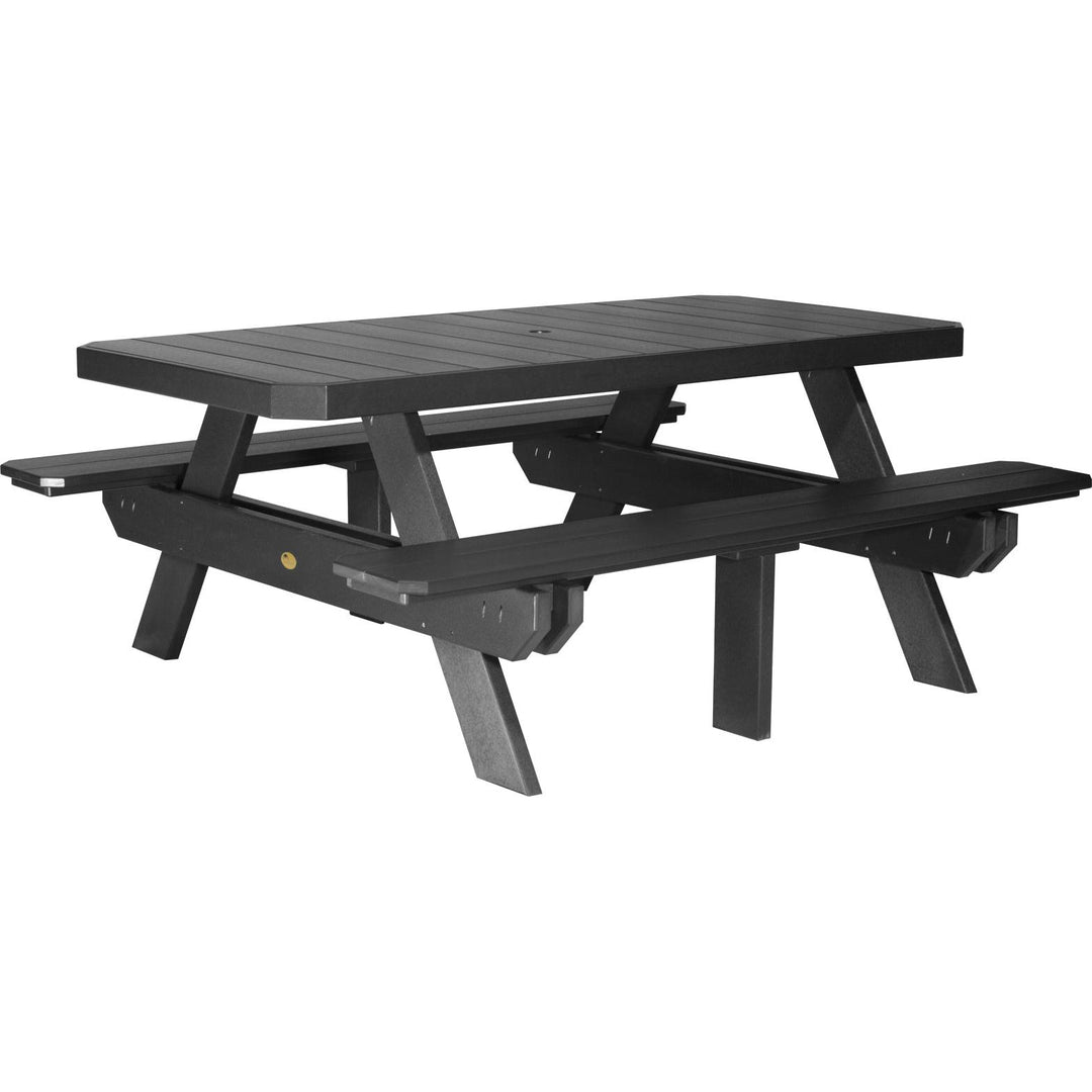 LCP6RPTBK-LuxCraft-Rectangular Picnic Table-Cherrywood Black-Pangaea Patio
