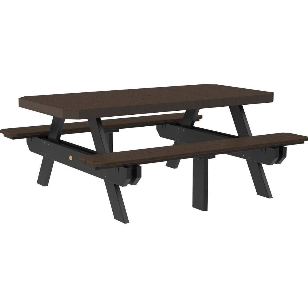 LCP6RPTBZWB-LuxCraft-Rectangular Picnic Table-Coastal Gray Black-Pangaea Patio