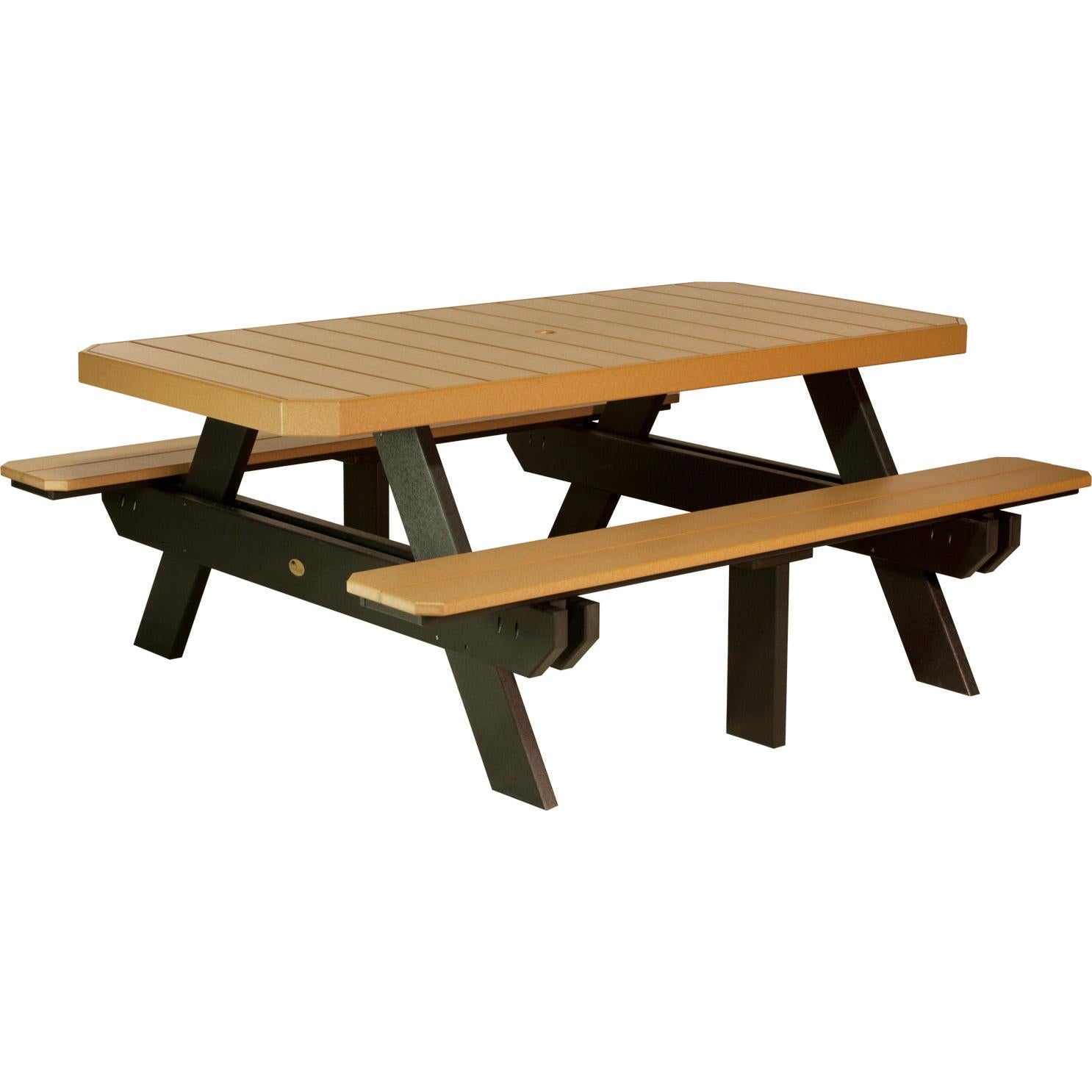 LCP6RPTCB-LuxCraft-Rectangular Picnic Table-Dove Gray Black-Pangaea Patio