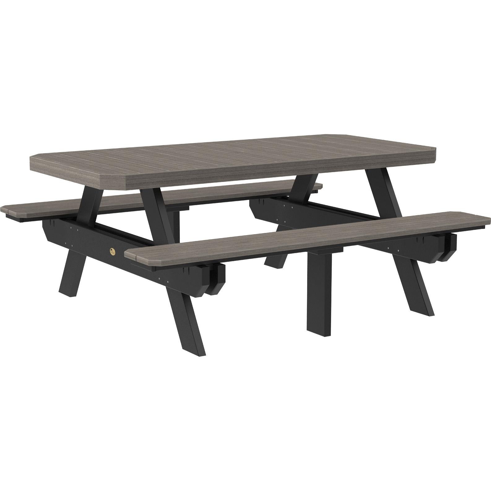 LCP6RPTCGB-LuxCraft-Rectangular Picnic Table-Weatherwood Black-Pangaea Patio