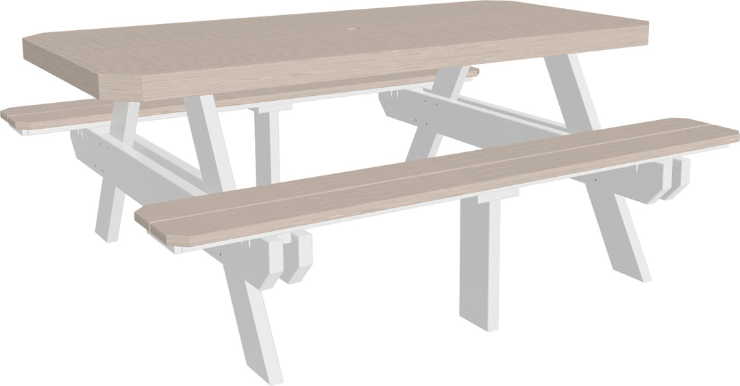 LCP6RPTBIW-LuxCraft-Rectangular Picnic Table-Pangaea Patio