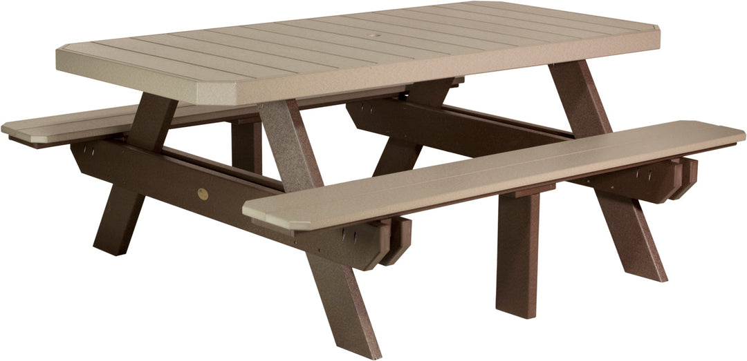 LCP6RPTWWCBR-LuxCraft-Rectangular Picnic Table-Pangaea Patio