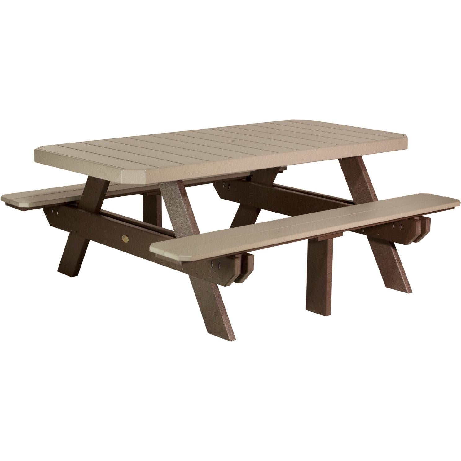 LCP6RPTWWCBR-LuxCraft-Rectangular Picnic Table-Brazilian Walnut Black-Pangaea Patio