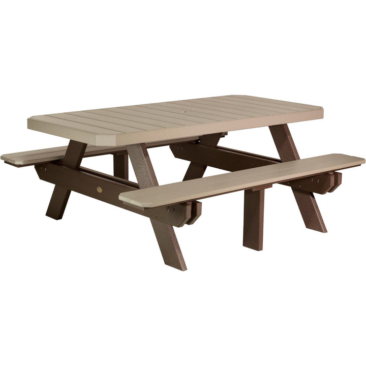 LCP6RPTWWCBR-LuxCraft-Rectangular Picnic Table-Brazilian Walnut Black-Pangaea Patio