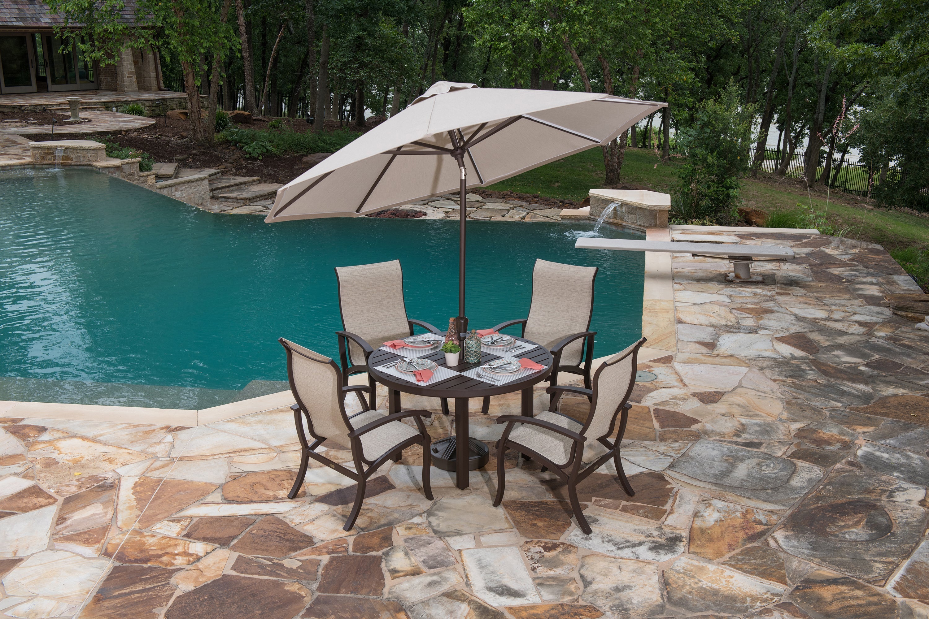 -Mallin-Georgetown Padded Sling Loveseat Glider-Pangaea Patio