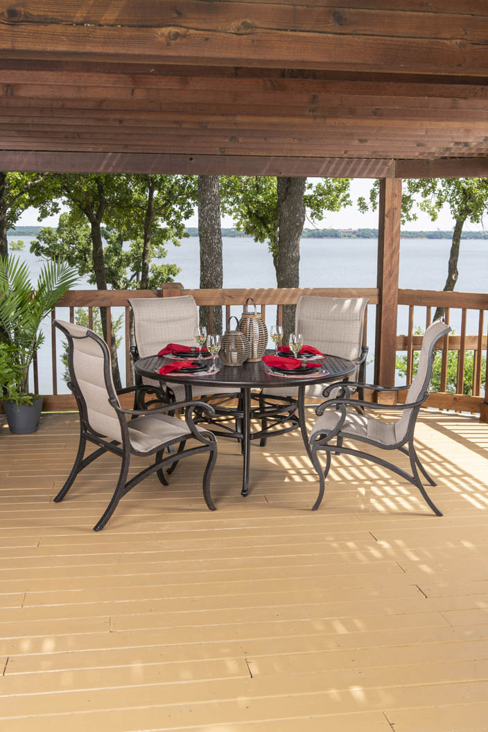 -Mallin-Volare Padded Sling Dining Arm Chair-Pangaea Patio