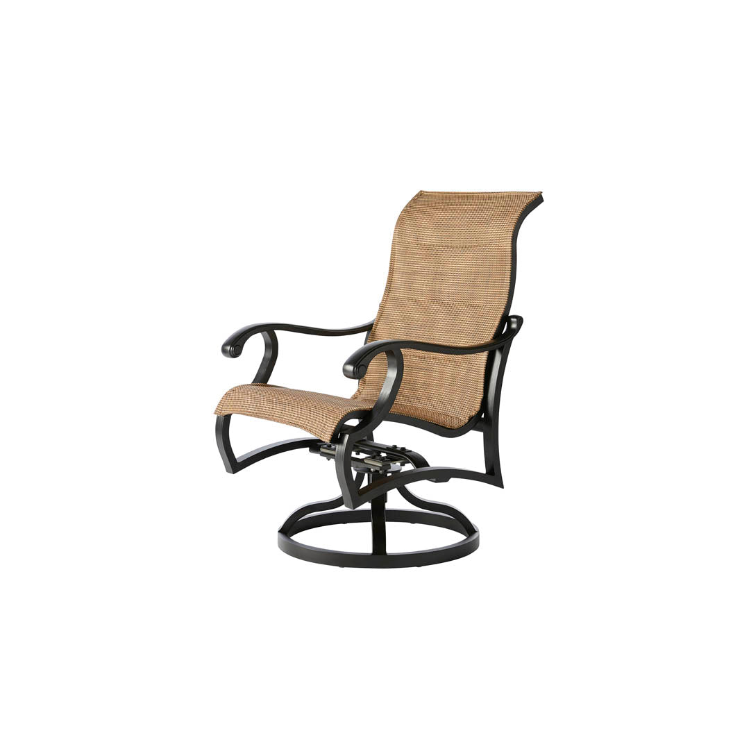 MVO-363-Mallin-Volare Padded Sling Swivel Rocking Dining Arm Chair-Pangaea Patio