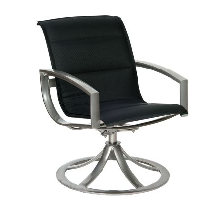 Metropolis Padded Sling Swivel Dining Arm Chair