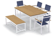 Travira 6-Piece 63" Table And Sling Chair Tekwood Dining Set - Ink-Pen Sling - Natural-Tekwood - Chalk Frame