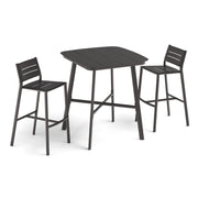 Eiland 3-Piece 36" Square Bar Table & Bar Stools Set - Carbon