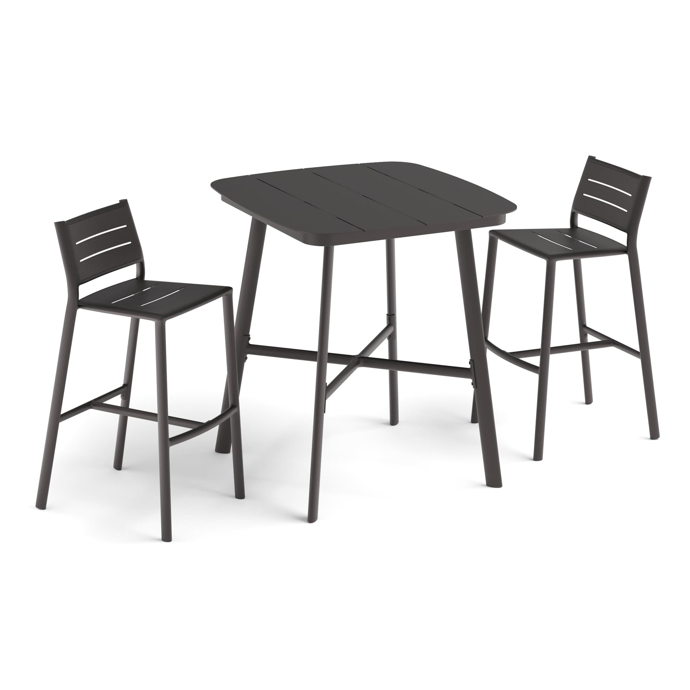Eiland 3-Piece 36" Square Bar Table & Bar Stools Set - Carbon