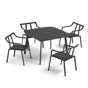 Markoe 5-Piece 45" Square Dining Table & Armchair Set - Carbon - Ninja Seat