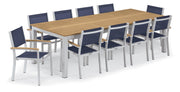 Travira 11-Piece 103"X42" Table And Sling Armchair Dining Set - Powder Coated Aluminum Frame - Tekwood Natural - Ink Pen Sling