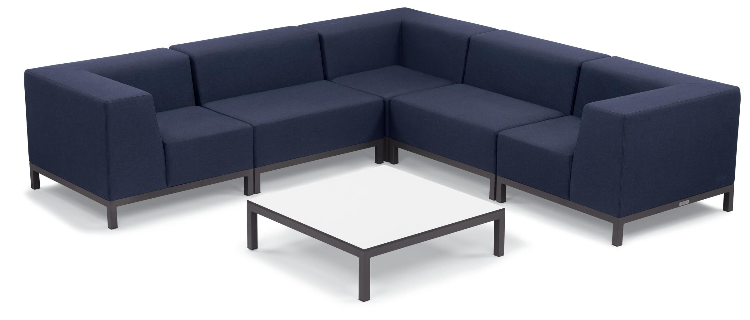 Koral 6-Piece Modular L-Shape Sectional & Coffee Table Set - Spectrum Indigo Upholstery