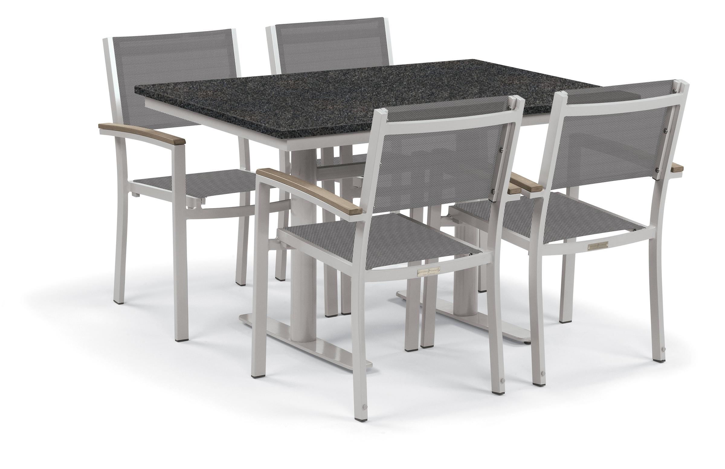 Travira 5-Piece 34X48'' Table And Sling Chair Bistro Set - Titanium Sling - Vintage-Tekwood - Charcoal-Lite-Core Top