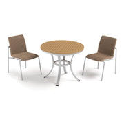 Orso 3-Piece 36" Cafe Bistro Table & Side Chairs Set - Flint - Natural Tekwood Top - Sand Resin Wicker
