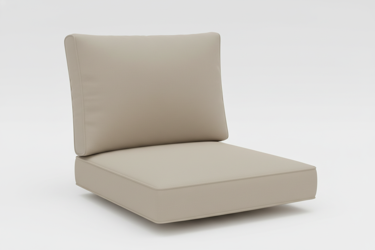 Replacement cushion seat and back with no cording or dimples. One set only.