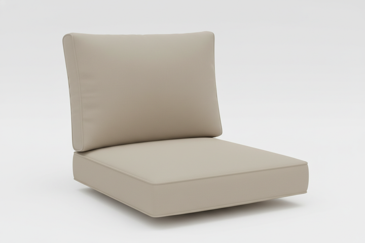 Replacement cushion seat and back with no cording or dimples. One set only.