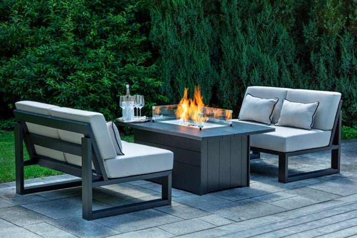 -Seaside Casual-Aura 53" Fire Table-Pangaea Patio-Lifestyle Image