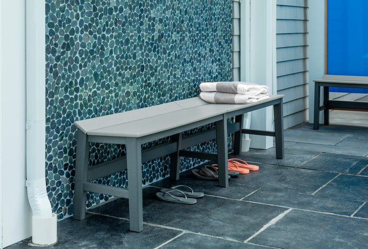 -Seaside Casual-Sym Dining Bench 72"-Pangaea Patio-Lifestyle Image