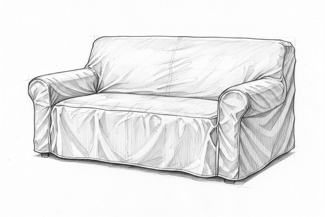 Sketch of a Furniture Cover, covering a loveseat