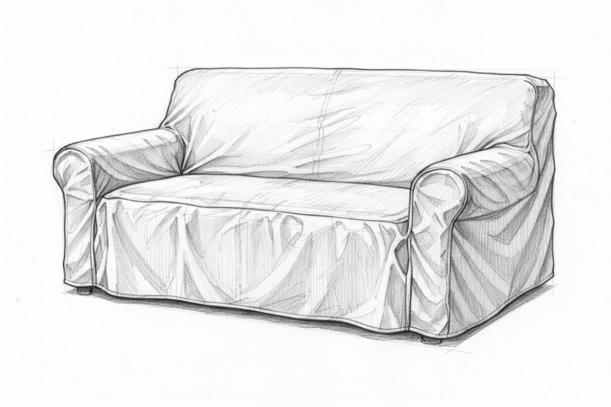 Sketch of a Furniture Cover, covering a loveseat