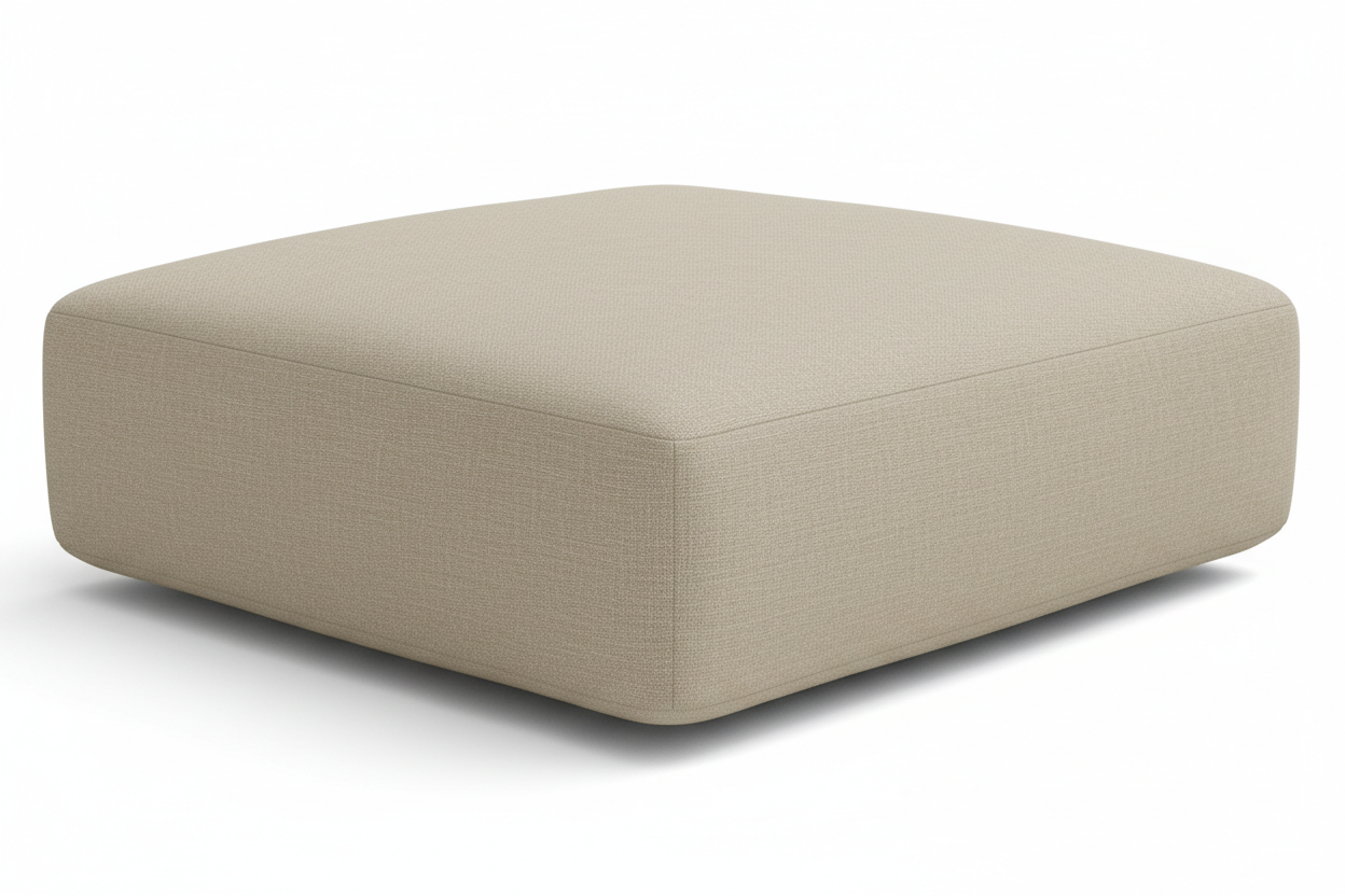 square ottoman replacement cushion with no dimples or cording.