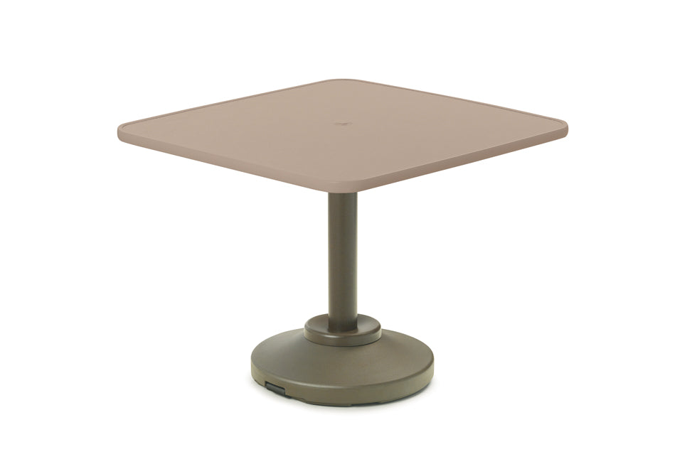 -Telescope Casual-36" Square Hammered MGP Table Top w/ 80lb Pedestal Base - Dining Height-Pangaea Patio