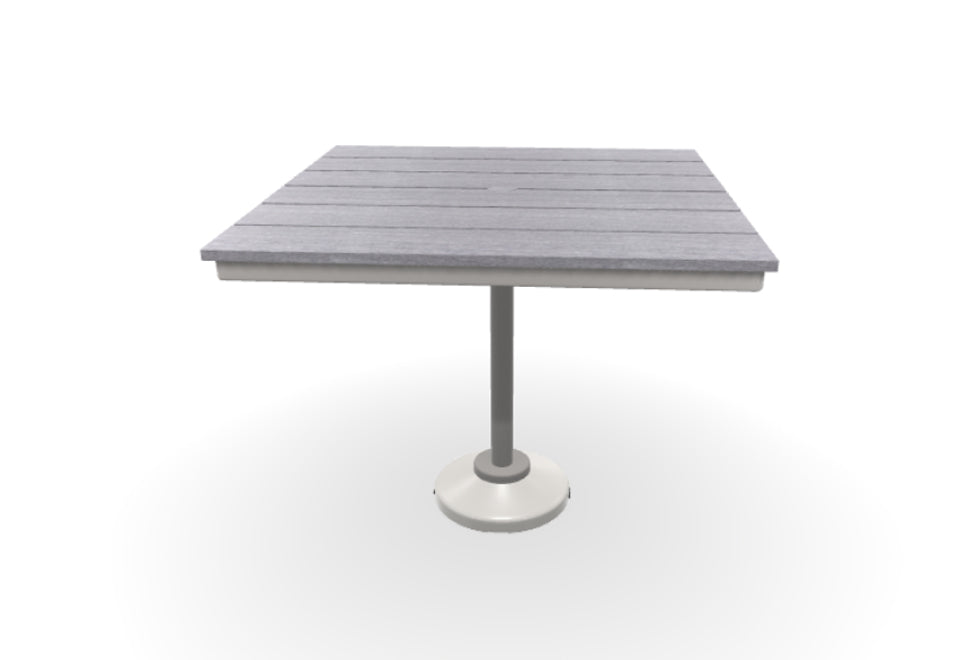 -Telescope Casual-36" Square Rustic Polymer Table Top w/ 80lb Pedestal Base - Bar Height-Pangaea Patio