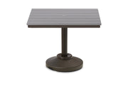 -Telescope Casual-36" Square Rustic Polymer Table Top w/ 80lb Pedestal Base - Dining Height-Pangaea Patio