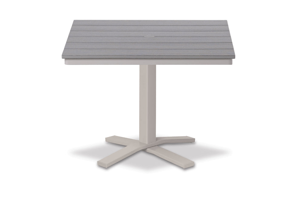 -Telescope Casual-36" Square Rustic Polymer Table Top w/ Pedestal Base - Dining Height-Pangaea Patio