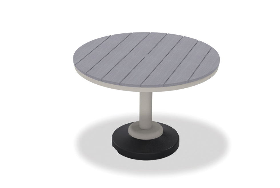 TCT12R2P2-Telescope Casual-42" Round Rustic Table Top w/ 80lb Pedestal Base - Dining Height-Pangaea Patio