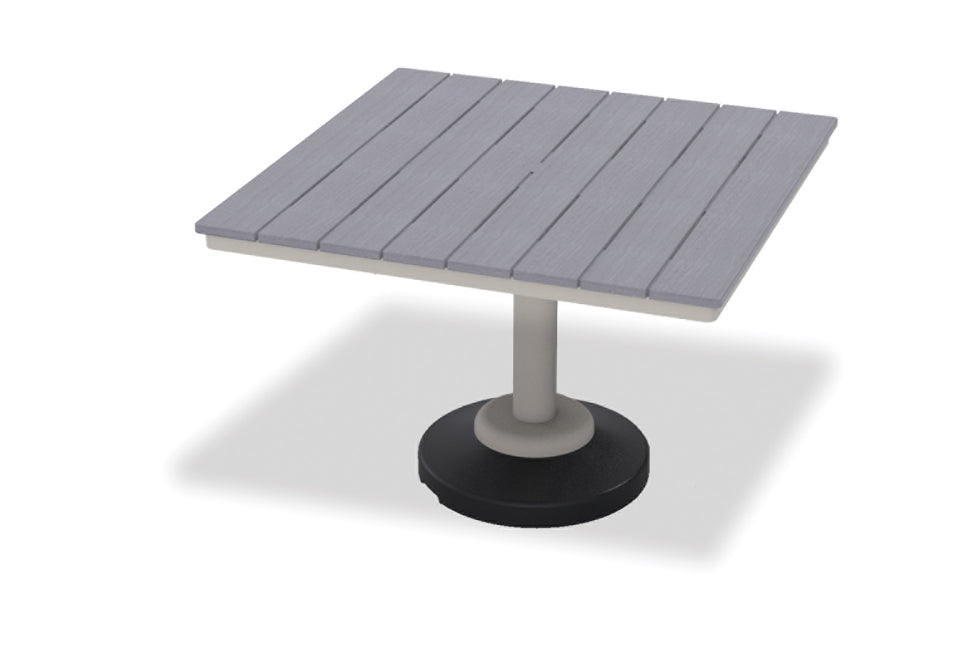 -Telescope Casual-42" Square Rustic Table Top w/ 80lb Pedestal Base - Balcony Height-Pangaea Patio