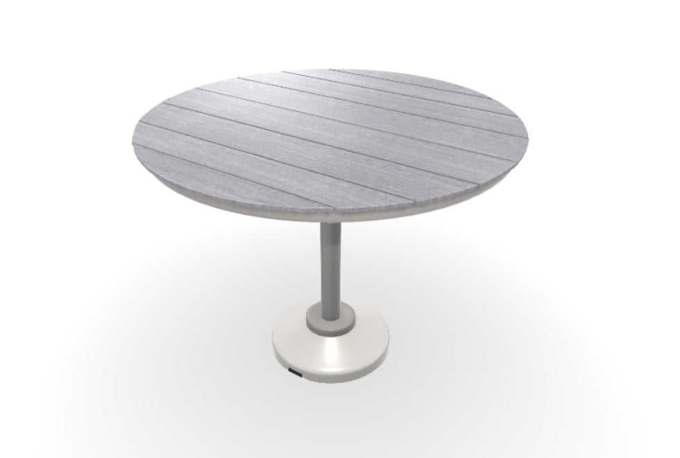 -Telescope Casual-48" Round Rustic Table Top w/ 120LB Pedestal Base - Balcony Height-Pangaea Patio