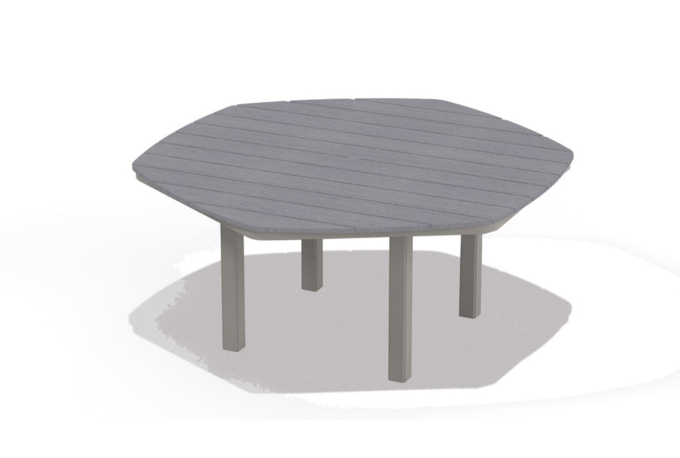 -Telescope Casual-62" Hexagonal Rustic Table Top w/ Parsons Legs - Dining Height-Pangaea Patio