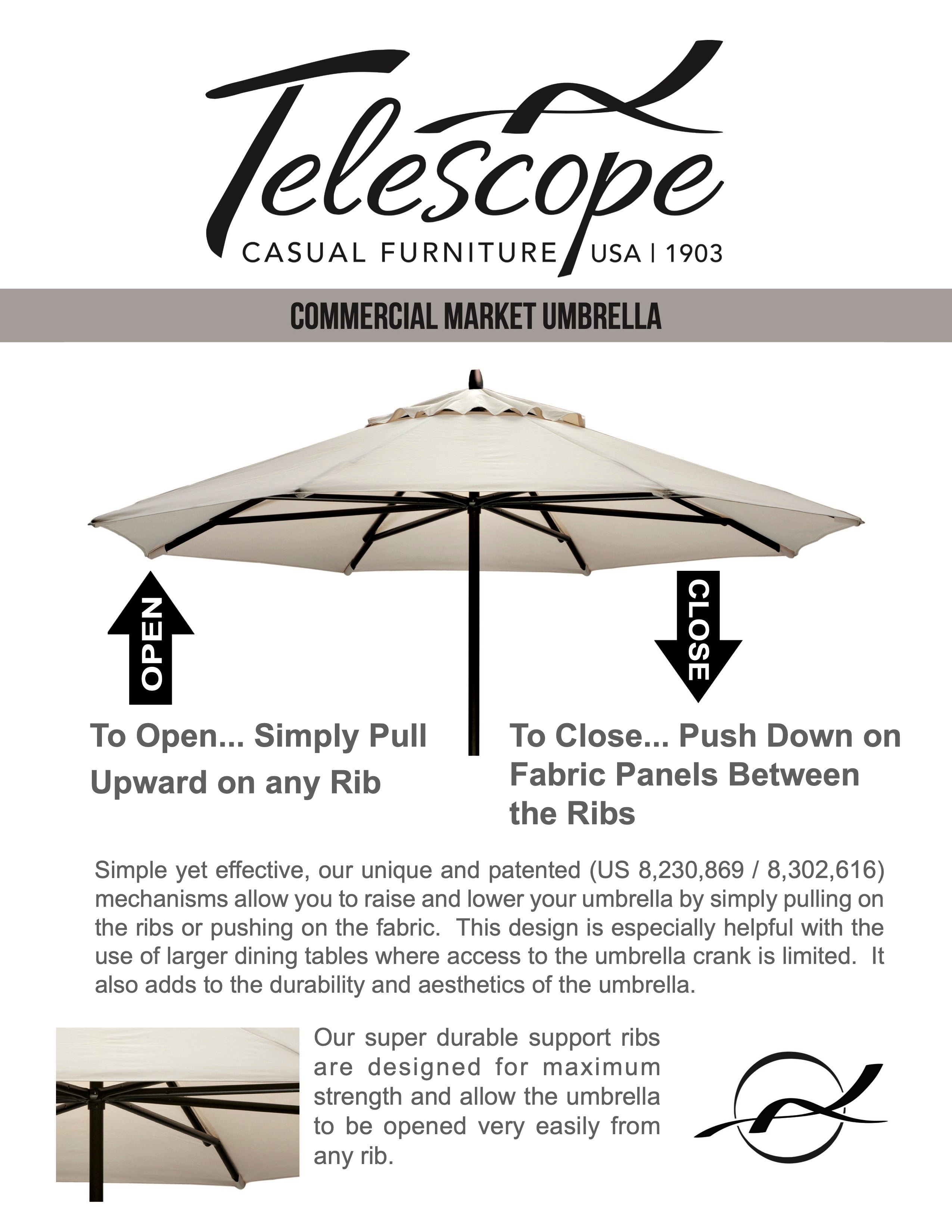 -Telescope Casual-7.5' Commercial Market Umbrella-Pangaea Patio