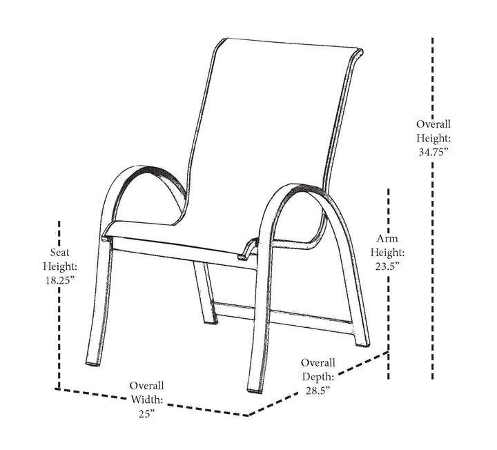 TC7A7-Telescope Casual-Aruba II Sling Arm Chair-Pangaea Patio