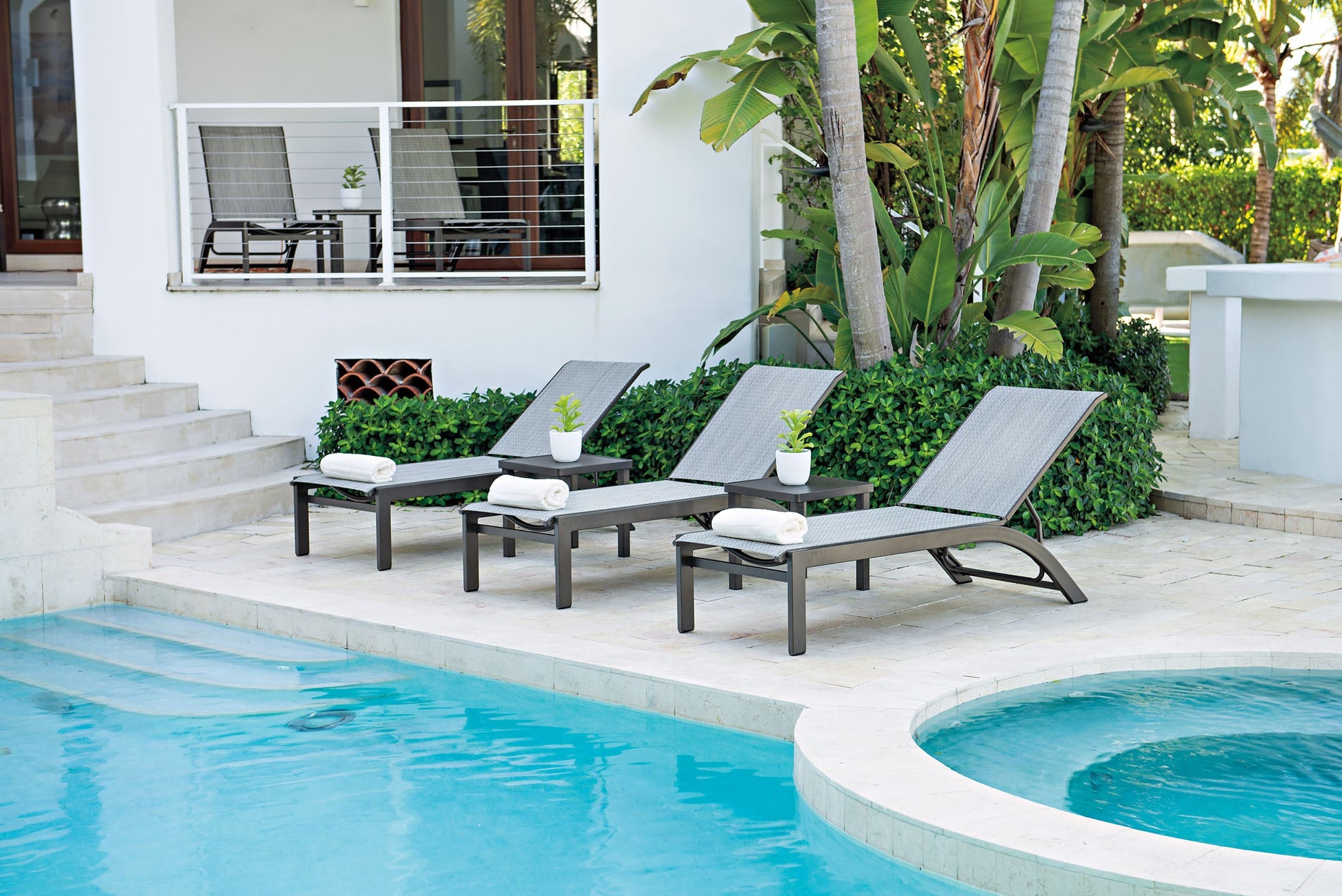 -Telescope Casual-Kendall Sling Armless Chaise-Pangaea Patio-Lifestyle Image