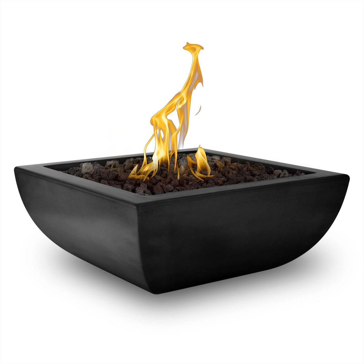 The Outdoor Plus Avalon GFRC fire bowl in Black