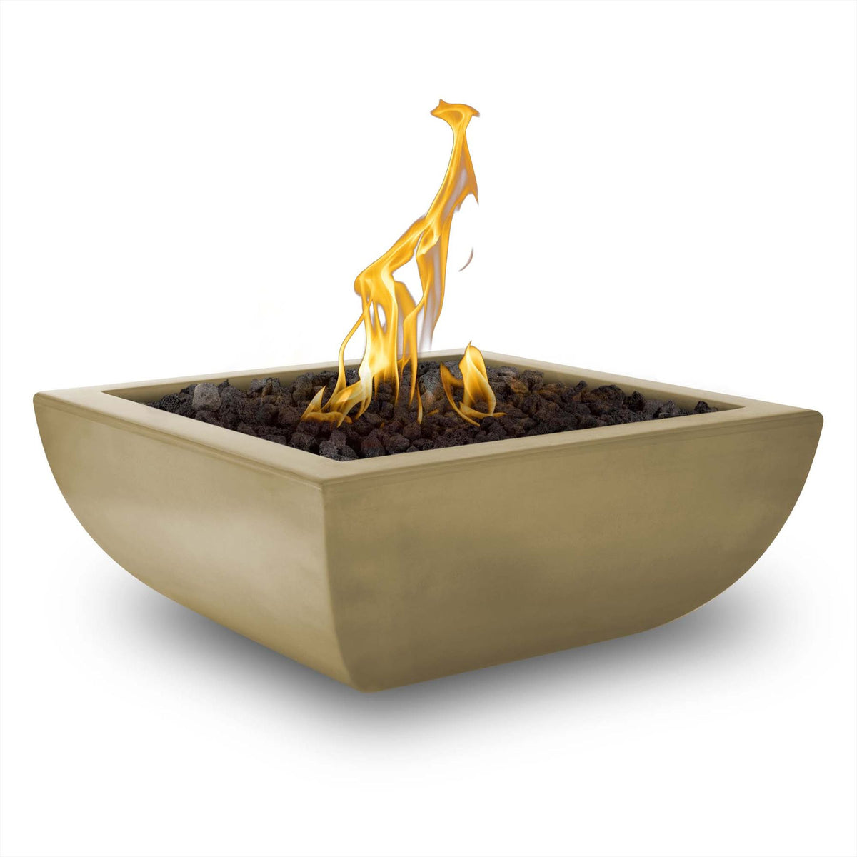 The Outdoor Plus Avalon GFRC fire bowl in Brown