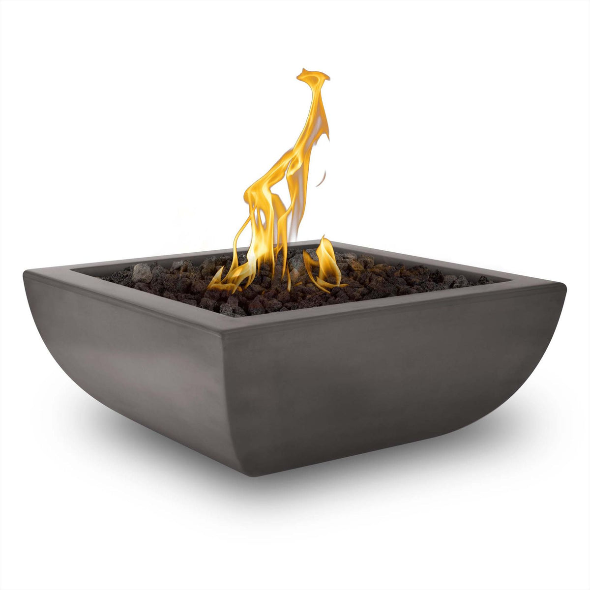 The Outdoor Plus Avalon GFRC fire bowl in Chestnut