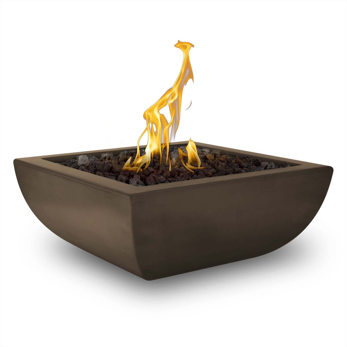 The Outdoor Plus Avalon GFRC fire bowl in Chocolate