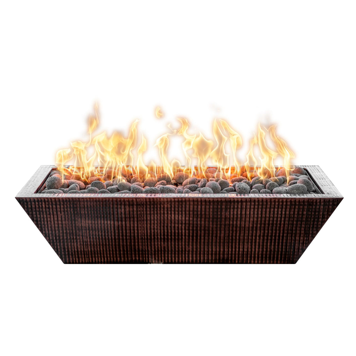 The Outdoor Plus Linear Maya copper fire bowl