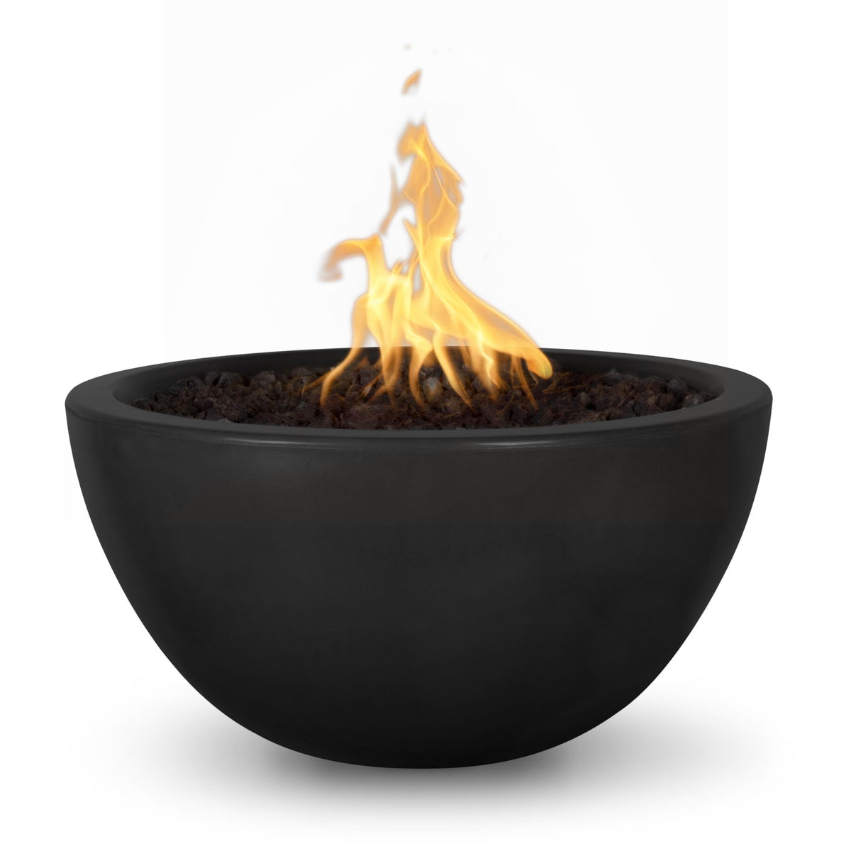 The Outdoor Plus Luna GFRC fire bowl in Black