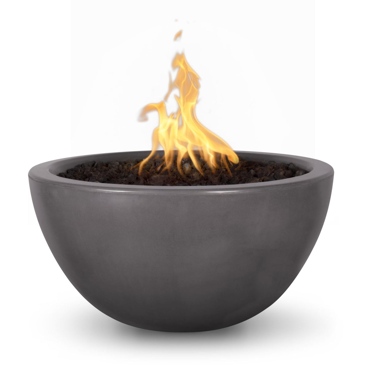 The Outdoor Plus Luna GFRC fire bowl in Chestnut
