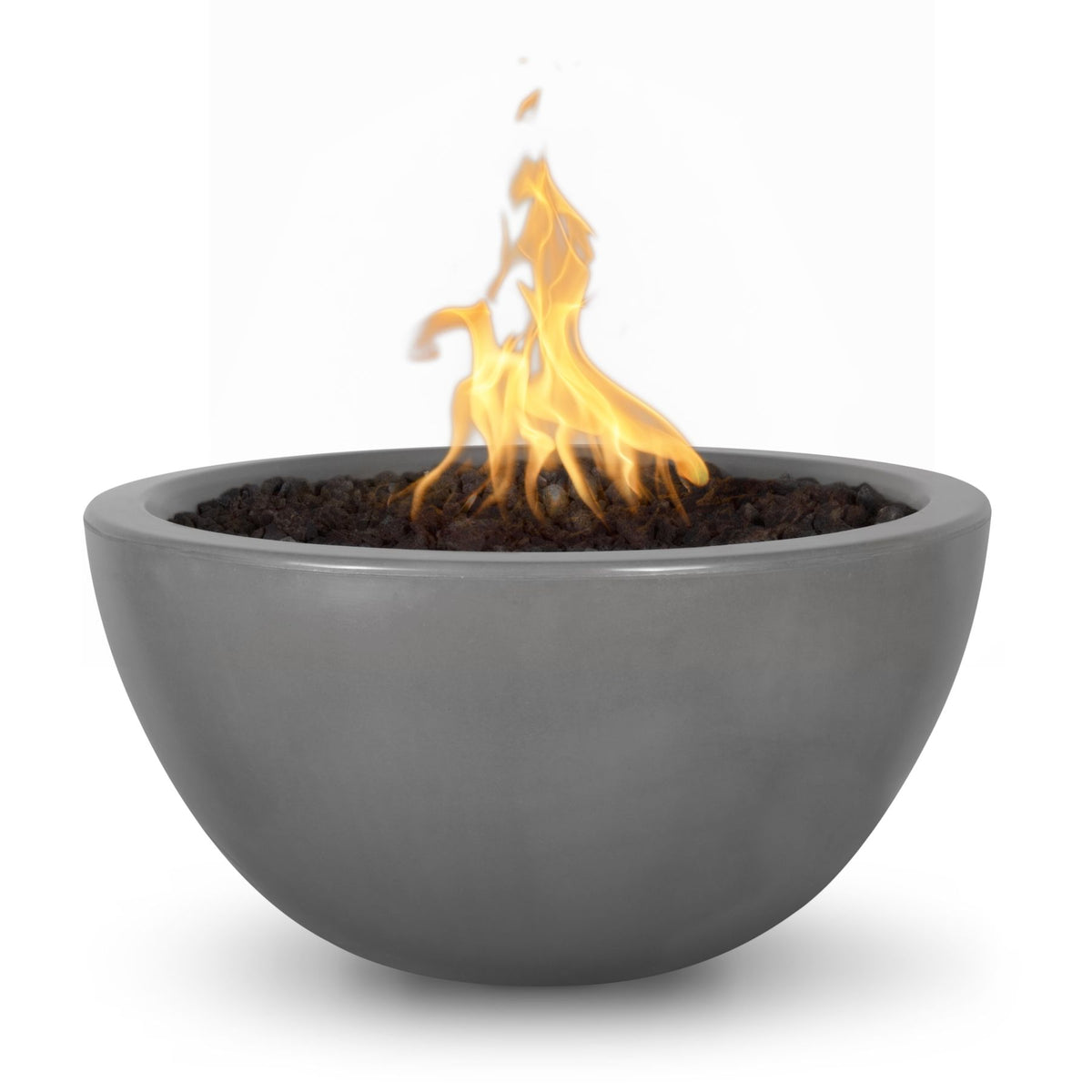 The Outdoor Plus Luna GFRC fire bowl in Natural Gray