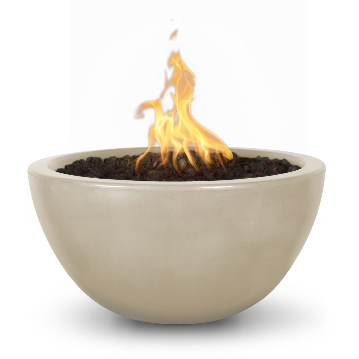 The Outdoor Plus Luna GFRC fire bowl in Vanilla